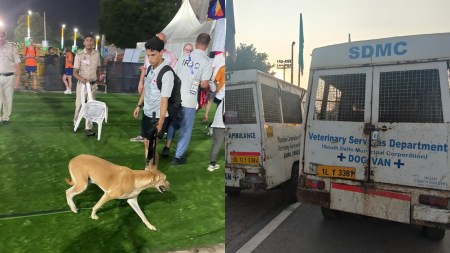 The Organising Committee of the championships said that the Municipal Corporation of Delhi had 'cleared the premises' of stray dogs. (Express Photo)