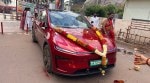 Hyderabad man performs ‘vaahan pooja’ for his new Tesla